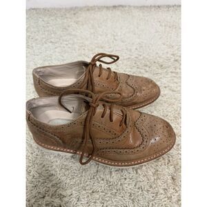 Kenneth Cole Techni Cole Boys Lace Up Tan Oxford‎ Wingtip Dress Shoes Size 1